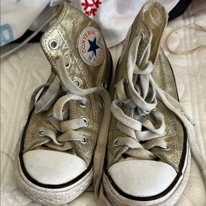 Converse Kids Metallic Gold High-Tops Size 12